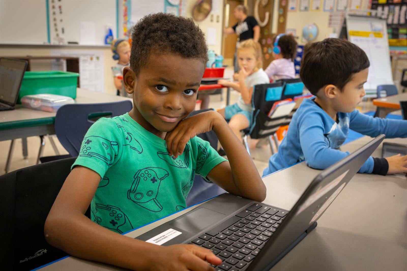 Boy on Chromebook